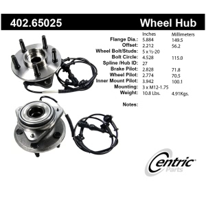 Centric Premium™ Wheel Bearing And Hub Assembly for Mazda B4000 - 402.65025