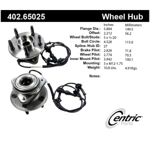 Centric Premium™ Wheel Bearing And Hub Assembly for 2000 Ford Ranger - 402.65025