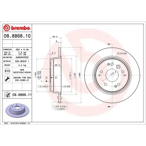 brembo UV Coated Series Solid Rear Brake Rotor for 2007 Honda Element - 08.8868.11