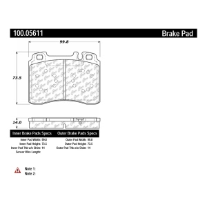 Centric Formula 100 Series™ OEM Brake Pads for 1994 Mercedes-Benz E420 - 100.05611