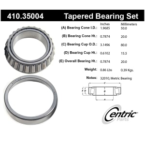 Centric Premium™ Front Driver Side Inner Wheel Bearing and Race Set for 2007 Mercedes-Benz G55 AMG - 410.35004