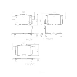 brembo Premium Ceramic Rear Disc Brake Pads for 2012 Acura TSX - P28072N