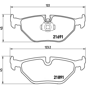 brembo Premium Low-Met OE Equivalent Rear Brake Pads for 1998 BMW 528i - P06023