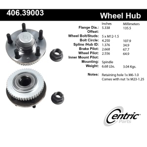 Centric C-Tek™ Front Driver Side Standard Non-Driven Wheel Bearing and Hub Assembly for 1995 Volvo 960 - 406.39003E