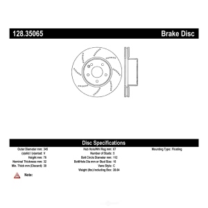 Centric Premium™ OE Style Drilled Brake Rotor for 2002 Mercedes-Benz S600 - 128.35065