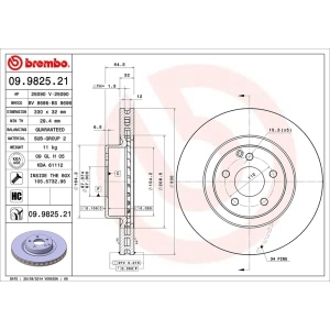 brembo UV Coated Series Vented Front Brake Rotor for Mercedes-Benz CLS500 - 09.9825.21