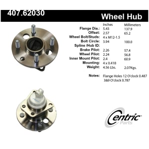 Centric Premium™ Wheel Bearing And Hub Assembly for 1996 Saturn SL2 - 407.62030