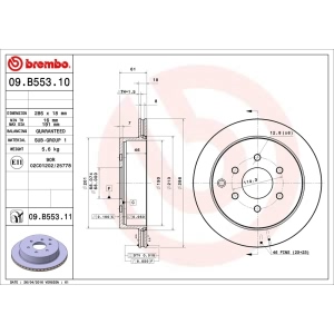 brembo UV Coated Series Vented Rear Brake Rotor for 2013 Nissan Frontier - 09.B553.11