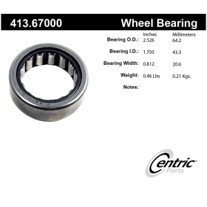 Centric Premium™ Rear Driver Side Wheel Bearing - 413.67000