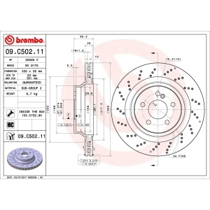 brembo UV Coated Series Drilled Vented Rear Brake Rotor for Mercedes-Benz CLS55 AMG - 09.C502.11