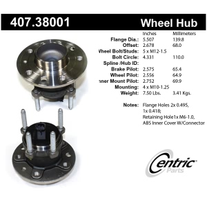 Centric Premium™ Wheel Bearing And Hub Assembly for 2004 Saab 9-3 - 407.38001