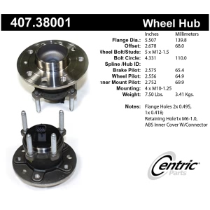 Centric Premium™ Wheel Bearing And Hub Assembly for 2011 Saab 9-3X - 407.38001