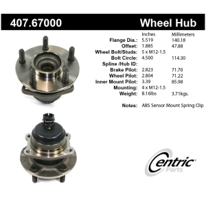 Centric Premium™ Wheel Bearing And Hub Assembly for 2005 Dodge Caravan - 407.67000