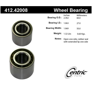 Centric Premium™ Rear Passenger Side Double Row Wheel Bearing for Nissan Pulsar NX - 412.42008