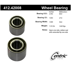 Centric Premium™ Rear Passenger Side Double Row Wheel Bearing for 1989 Nissan Sentra - 412.42008