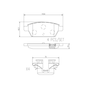 brembo Premium Ceramic Rear Disc Brake Pads for Lincoln MKZ - P49051N