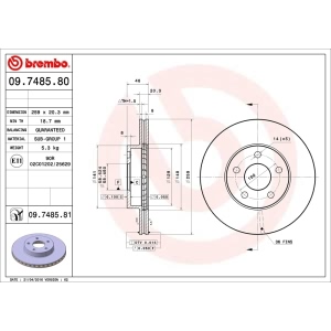 brembo UV Coated Series Front Brake Rotor for Oldsmobile Cutlass Calais - 09.7485.81