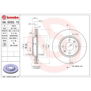 brembo OE Replacement Vented Front Brake Rotor for Saab 9000 - 09.5035.10