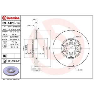 brembo UV Coated Series Vented Front Brake Rotor for 2003 Volkswagen Passat - 09.A428.11