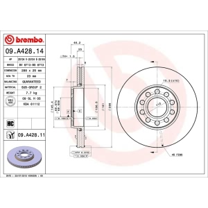 brembo UV Coated Series Vented Front Brake Rotor for 2004 Volkswagen Passat - 09.A428.11