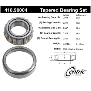 Centric Premium™ Front Passenger Side Inner Wheel Bearing and Race Set for Mazda GLC - 410.90004