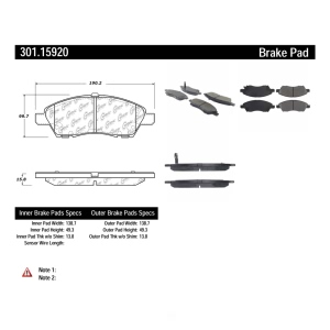 Centric Premium Ceramic Front Disc Brake Pads for Nissan Versa Note - 301.15920