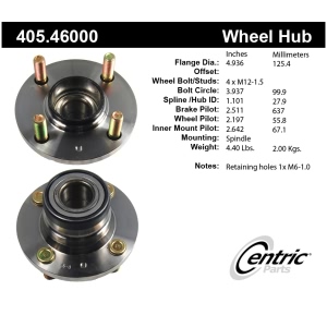Centric Premium™ Wheel Bearing And Hub Assembly for Mitsubishi Mirage - 405.46000
