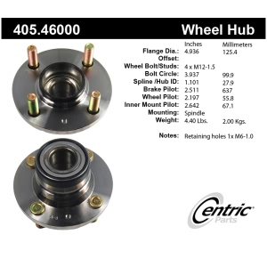Centric Premium™ Wheel Bearing And Hub Assembly for 1994 Plymouth Colt - 405.46000