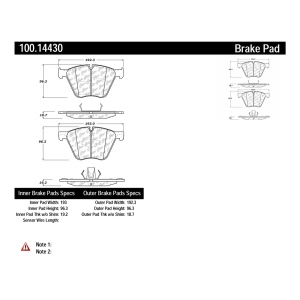 Centric Formula 100 Series™ OEM Brake Pads for 2013 BMW 760Li - 100.14430