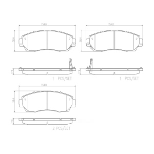 brembo Premium Ceramic Front Disc Brake Pads for 2015 Honda Crosstour - P28068N