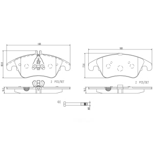 brembo Premium Ceramic Front Disc Brake Pads for 2016 Mercedes-Benz E350 - P50069N
