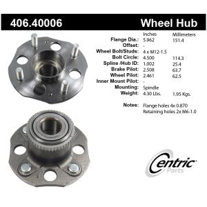 Centric Premium™ Wheel Bearing And Hub Assembly for Acura TL - 406.40006