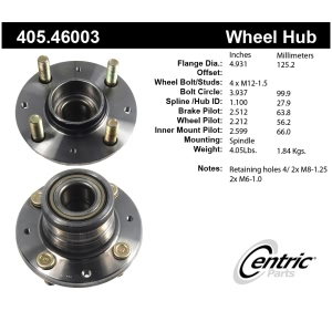 Centric Premium™ Wheel Bearing And Hub Assembly for Mitsubishi Mirage - 405.46003