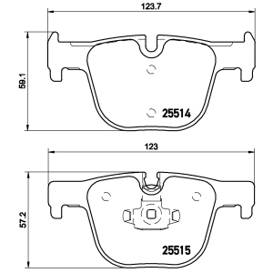 brembo Premium Low-Met OE Equivalent Rear Brake Pads for 2016 BMW 340i - P06072