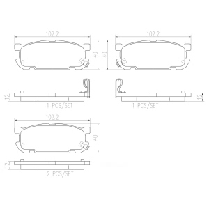 brembo Premium Ceramic Rear Disc Brake Pads for 2002 Mazda Miata - P49030N
