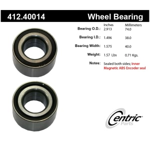 Centric Premium™ Front Driver Side Double Row Wheel Bearing for Honda Insight - 412.40014