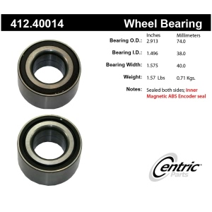 Centric Premium™ Front Driver Side Double Row Wheel Bearing for 2007 Honda Fit - 412.40014