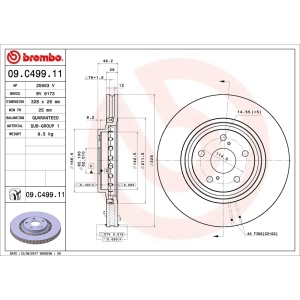 brembo UV Coated Series Front Brake Rotor for 2019 Toyota Sienna - 09.C499.11