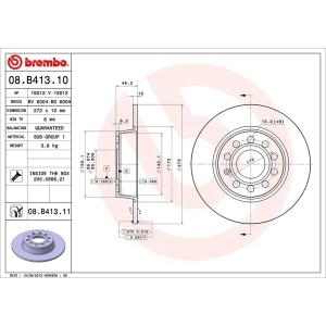 brembo UV Coated Series Solid Rear Brake Rotor for 2018 Audi A3 Quattro - 08.B413.11