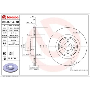 brembo UV Coated Series Vented Front Brake Rotor for 2011 Mini Cooper - 09.B754.11