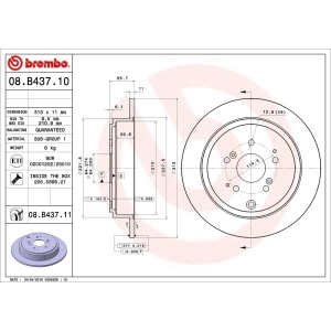 brembo UV Coated Series Solid Rear Brake Rotor for 2004 Honda Pilot - 08.B437.11