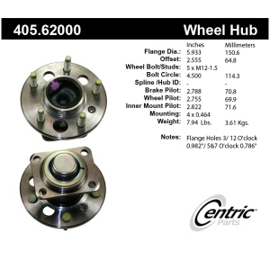 Centric Premium™ Wheel Bearing And Hub Assembly for 1990 Chevrolet Celebrity - 405.62000