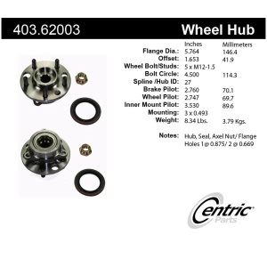 Centric Premium™ Wheel Hub Repair Kit for 1984 Pontiac 6000 - 403.62003