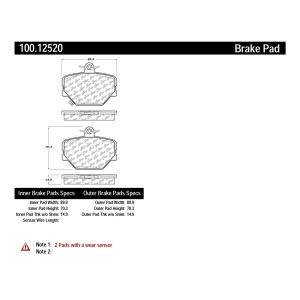 Centric Formula 100 Series™ OEM Brake Pads for Smart Fortwo - 100.12520