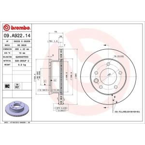 brembo OE Replacement Vented Front Brake Rotor for 2006 Dodge Sprinter 2500 - 09.A922.14