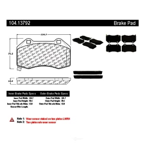 Centric Posi Quiet™ Semi-Metallic Front Disc Brake Pads for Fiat 124 Spider - 104.13792