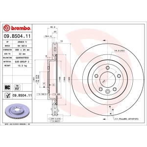 brembo UV Coated Series Vented Rear Brake Rotor for 2017 Land Rover Range Rover - 09.B504.11