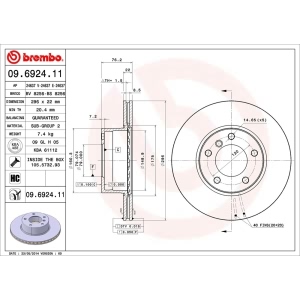 brembo UV Coated Series Vented Front Brake Rotor for 1998 BMW 528i - 09.6924.11