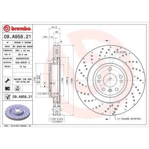 brembo UV Coated Series Drilled Vented Front Brake Rotor for Mercedes-Benz GLE400 - 09.A958.21