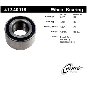 Centric Premium™ Rear Driver Side Double Row Wheel Bearing for 1989 Honda Prelude - 412.40018